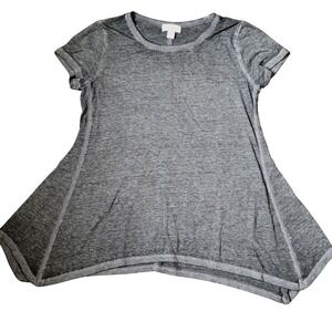 Style & Co Tunic Top Size XS Black Asymmetric Crew Neck Pull Over Short Sleeve